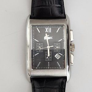 Lacoste Chronograph Men's Stainless Steel Watch ~ Leather Band ~ Water Resistant